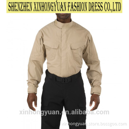MEN'S TEFLON COATED TDU LONG SLEEVE TACTICAL SHIRT WITH MULTI POCKETS